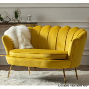 Lavica v štýle Art-deco, horčicová Velvet látka/gold chróm-zlatý, NOBLIN