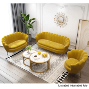 Lavica v štýle Art-deco, horčicová Velvet látka/gold chróm-zlatý, NOBLIN