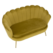 Lavica v štýle Art-deco, horčicová Velvet látka/gold chróm-zlatý, NOBLIN