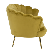 Lavica v štýle Art-deco, horčicová Velvet látka/gold chróm-zlatý, NOBLIN