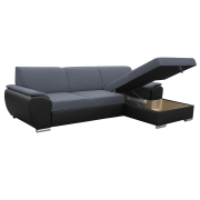 Sedacia súprava, čierna/tmavosivá, pravá, EMILY ROH MALÝ