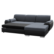 Sedacia súprava, čierna/tmavosivá, pravá, EMILY ROH MALÝ