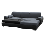 Sedacia súprava, čierna/tmavosivá, pravá, EMILY ROH MALÝ