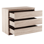 3 šuplíková komoda, dub sonoma,  HANY NEW 003