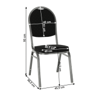 Stolička, stohovateľná, látka čierna /sivý rám, JEFF 3 NEW