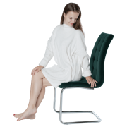 Jedálenská stolička, smaragdová Velvet látka/chróm, SALOMA NEW