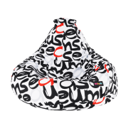 Sedací vak, biela/čierna/sivá/červená vzor, ELION