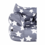 Sedací vak, sivá/biela, vzor hviezdy, LURKO