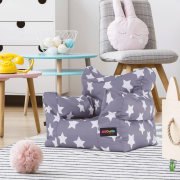 Sedací vak, sivá/biela, vzor hviezdy, LURKO