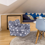 Sedací vak, sivá/biela, vzor hviezdy, LURKO