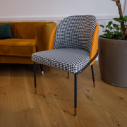 Jedálenská stolička, čiernobiela vzor/camel ekokoža, KIRNA