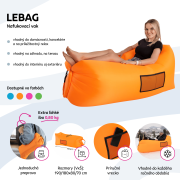Nafukovací sedací vak/lazy bag, ružová, LEBAG