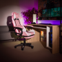 Kancelárske/herné kreslo s RGB LED podsvietením, ružová/biela, JOVELA