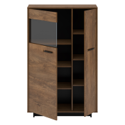 Komoda/vitrína, dub bolzano/čierna, ľavá, DELIS C1