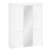 Skriňa 5D so zrkadlom, biely lesk, LINDY