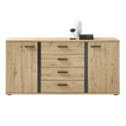 Komoda, dub artisan/čierna, KANODE