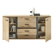 Komoda, dub artisan/čierna, KANODE