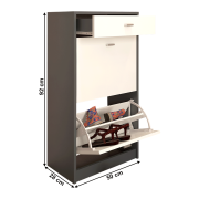 Dvojradový botník, biela/grafit, VIVAT NEW TYP 1