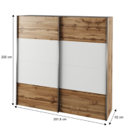 Skriňa s posúvacími dverami, dub wotan/biela, GABRIELA NEW