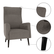 Kreslo ušiak, sivá/čierna, SAMY