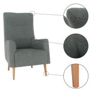 Kreslo ušiak, mentol/buk, SAMY