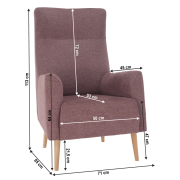 Kreslo ušiak, staroružová/buk, SAMY