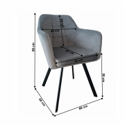 Kreslo, látka zamat sivá/čierna, ZERON NEW