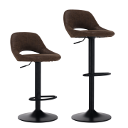 Barová stolička, hnedá látka s efektom brúsenej kože, LORASA NEW