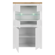 Vitrína 2D2W, biely lesk/dub wotan, VILGO