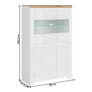 Vitrína 2D2W, biely lesk/dub wotan, VILGO