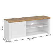 TV stolík 1D/160, biely lesk/dub wotan, VILGO