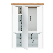 Skriňa 5D so zrkadlom, biely lesk/dub wotan, VILGO