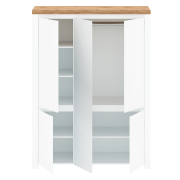 Skriňa 5D so zrkadlom, biely lesk/dub wotan, VILGO