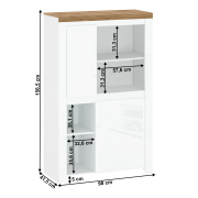 Regál 2D, biely lesk/dub wotan, VILGO