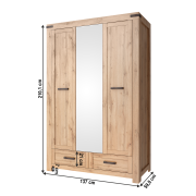 Skriňa 3D2S so zrkadlom, dub wotan, MORATIZ