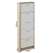 Botník, 5-radový, dub sonoma/biela, MOBI 15