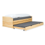 Posteľ s výsuvnými prístelkami, prírodná, masív, 90x200, FLOPY