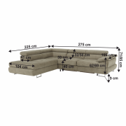 Sedacia súprava s úložným priestorom, svetlohnedý melír, látka, ľavá, BUTON R