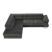 Sedacia súprava s úložným priestorom, sivá, látka, ľavá, BUTON R