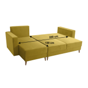 Rozkladacia sedacia súprava, žltá, ľavá, BLEKY ROH