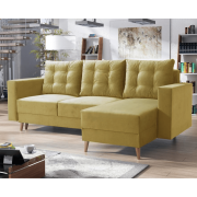 Rozkladacia sedacia súprava, žltá, pravá, BLEKY ROH