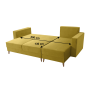 Rozkladacia sedacia súprava, žltá, pravá, BLEKY ROH