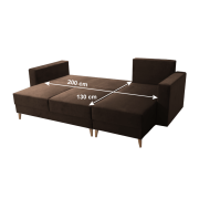 Rozkladacia sedacia súprava, hnedá, pravá, BLEKY ROH