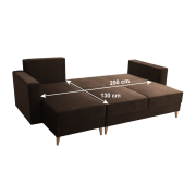 Rozkladacia sedacia súprava, hnedá, ľavá, BLEKY ROH