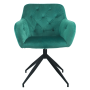 Otočná stolička, zelená Velvet látka/čierna, VELEZA NEW