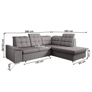 Rozkladacia sedacia súprava, hnedosivá, pravá, OREO ROH