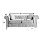 Luxusný 2-sed, svetlosivá Velvet látka, ROMANO