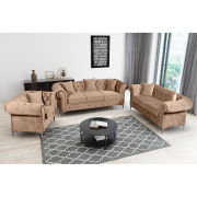 Luxusný 3-sed, svetlohnedá Velvet látka, ROMANO