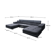 Univerzálna sedacia súprava, sivá, AMARETA U