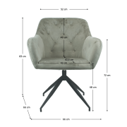 Otočná stolička, sivohnedá Taupe Velvet látka/čierna, VELEZA NEW